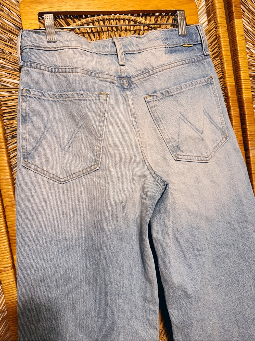 MOTHER Light Blue Distressed Wide-Leg Jeans - Picture 8 of 11